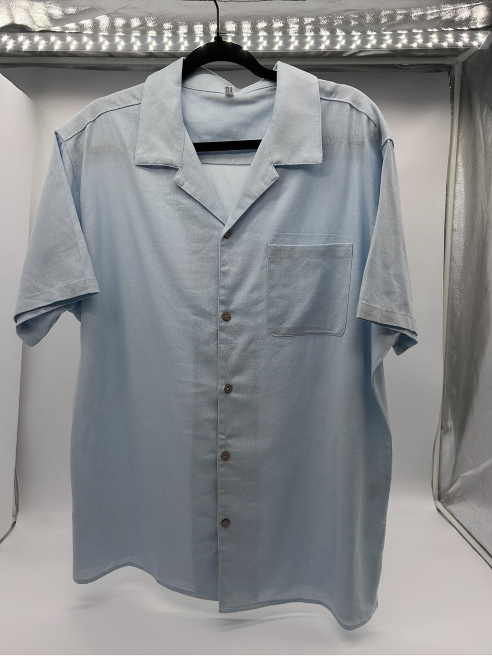 Coofandy Light Blue Short-Sleeve Camp Shirt - Classic Casual size L